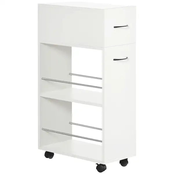 HOMCOM 3-Tier Slim Rolling Storage Cart - Kitchen, Bathroom, Laundry