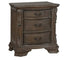 Grey Wooden Nightstand with 3 Drawers & Decorative Pulls - Solid Wood End Table - Minihomy