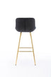 26 Inch Velvet Bar Stools (Set of 2), Chrome Footrest, Golden Legs, Black - Minihomy