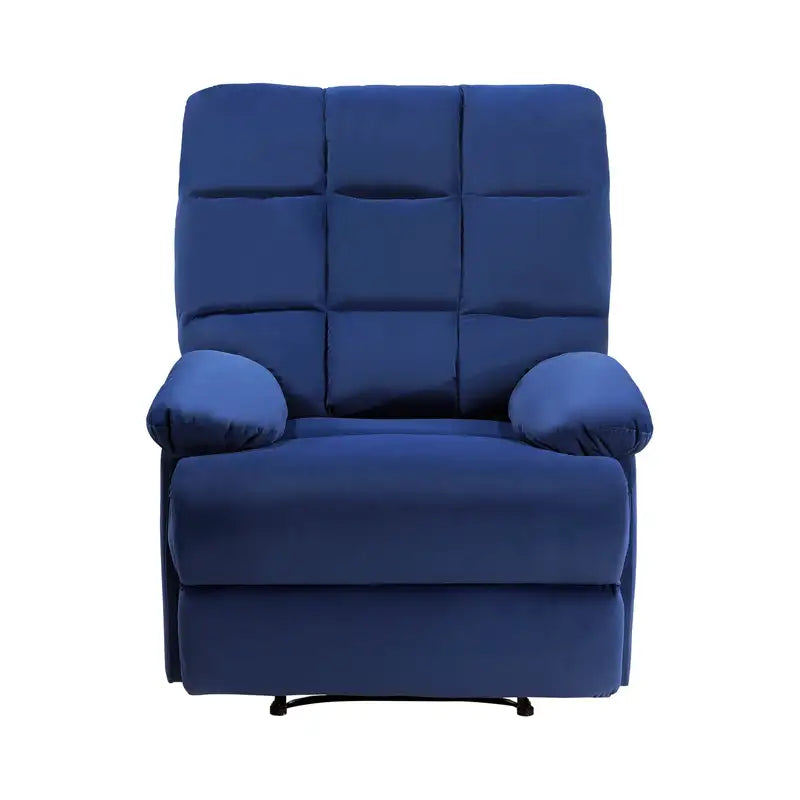 Blue Velvet Recliner Chair - Modern Tufted Pillow Top & Solid Wood