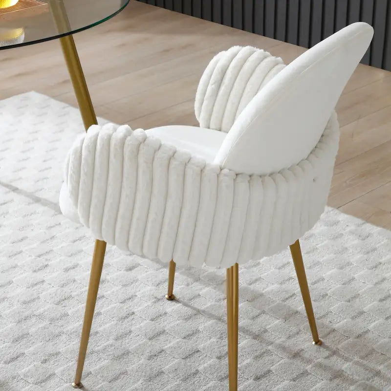 White Velvet Accent Chairs (Set of 2) - Mid-Century Modern Design