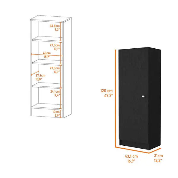 Miami Single Door Pantry with 4 Shelves - Storage Cabinet for Kitchen, Dining Room, or Entryway - Minihomy