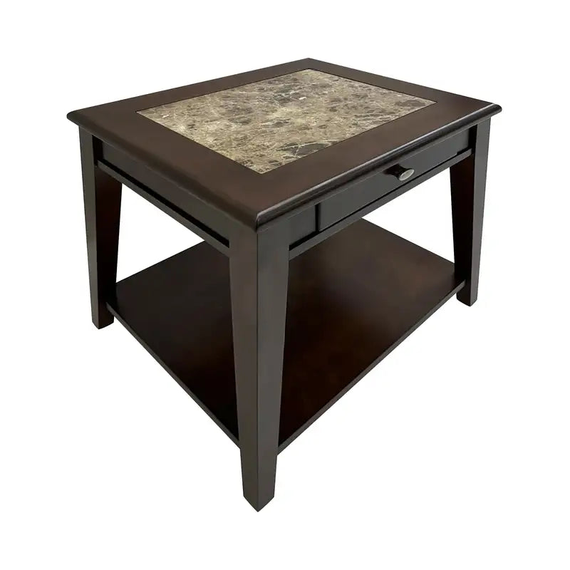 Cherry Wood End Table with Drawer & Shelf - Classic Side Table