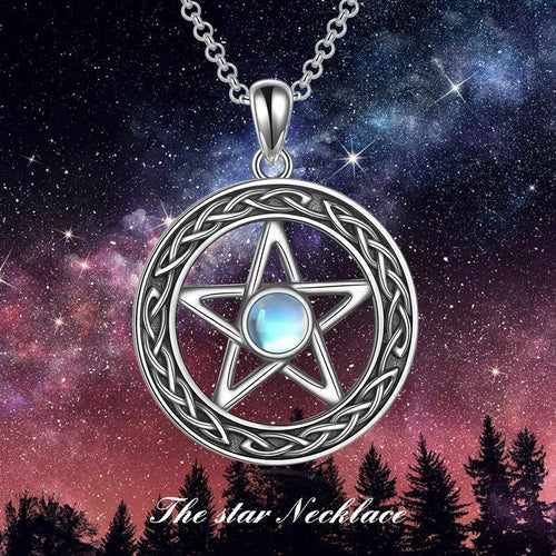 Pentagram Celtic Moonstone Necklace
