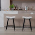 Modern Linen Bar Stools Set of 2, Armless Counter Height, Beige Gray & Pale Blue - Minihomy