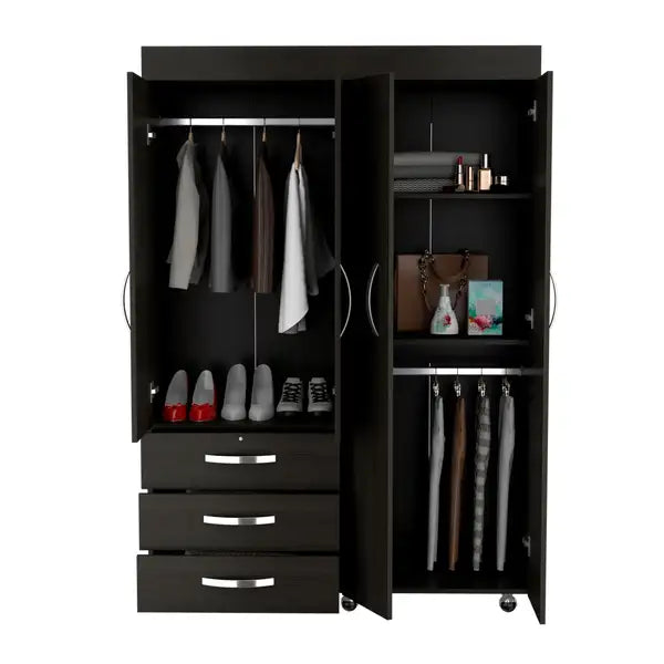 Black Velvet Mobile Armoire for Bedroom Storage - Minihomy