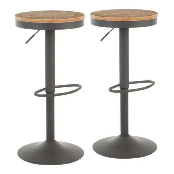 LumiSource Dakota Grey Metal & Bamboo Bar Stools (Set of 2)