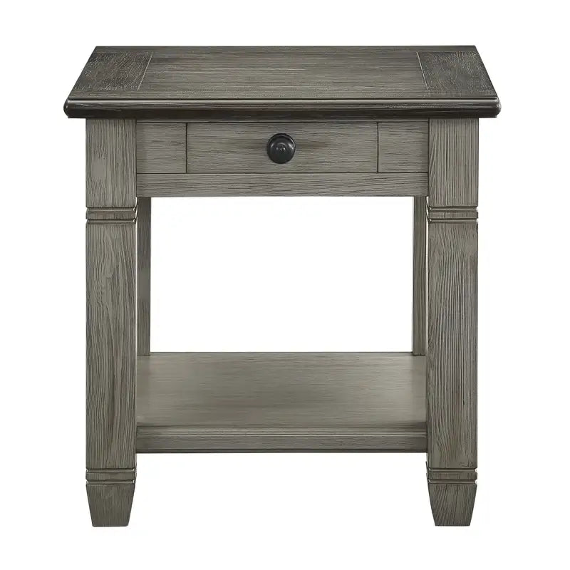 Gray End Table with Drawer & Shelf - Coffee Table Side Table