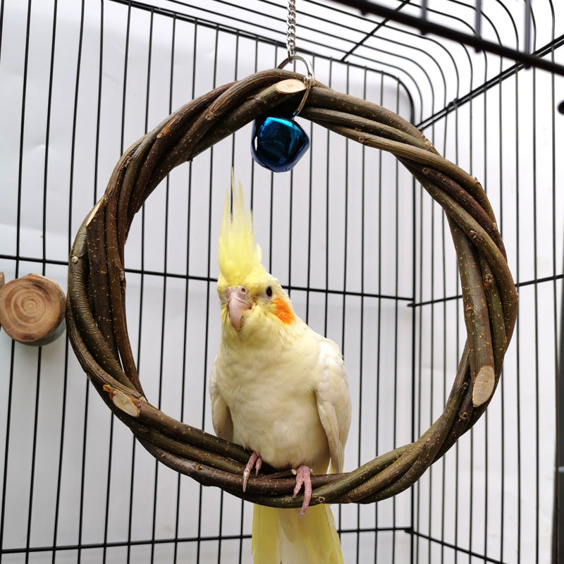 Bird Standing Frame Rattan Ring Chewing Toy Bird Cage - Minihomy