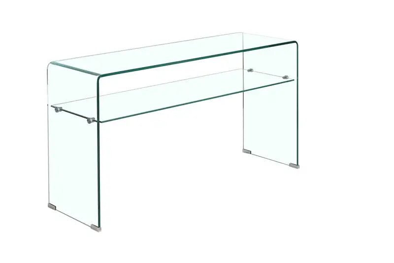 Clear Glass Console Table - Modern Tempered Glass Sofa Table