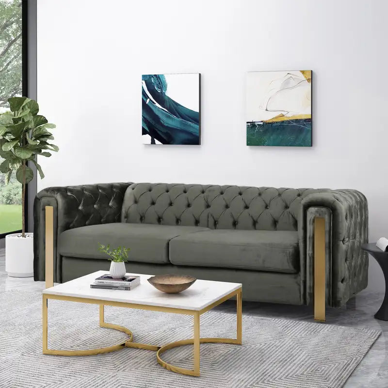 Mirod Comfy 3-Seat Tufted Sofa: Modern Living Room Furniture