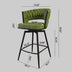 Green Linen Woven Bar Stools Set of 2 - Swivel, Black Legs, Backrest, Footrest - Minihomy