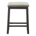 Modern Counter Height Bar Stools, Set of 2, Gunmetal Gray Fabric Seat - Minihomy