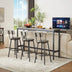 Industrial Bar Table Set with 3 Stools, Rustic Gray & Black, 63"L Kitchen Breakfast Table - Minihomy