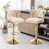 Beige Velvet Bar Stools with Back & Footrest - 2-Piece Set - Counter Height - Minihomy