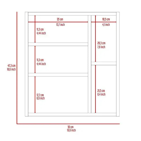 Minsk Medicine Cabinet with Mirror, 2 Shelves - White - Minihomy