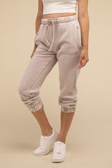 Acid Wash Fleece Sweatpants with Pockets - Comfy & Stylish