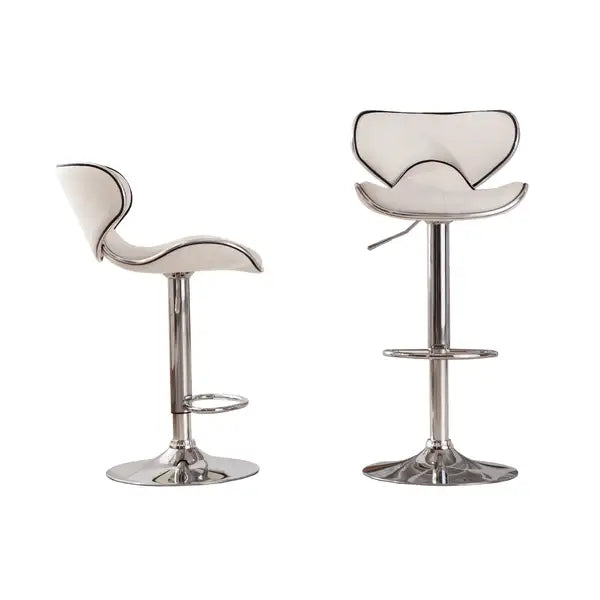 Masaccio White Upholstered Swivel Barstools with Chrome Base (Set of 2) - Minihomy