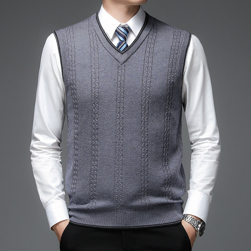 Casual Navy Solid Color Single-breasted Fitted Type Vest