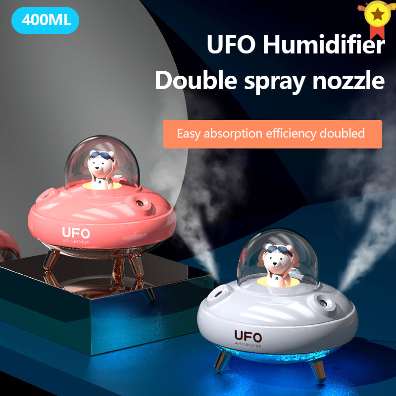 Dual Nozzles Wireless Air Humidifier - UFO Cartoon Bear Water Diffuser