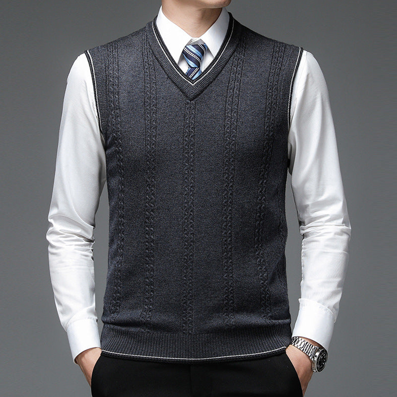 Casual Navy Solid Color Single-breasted Fitted Type Vest