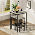 Industrial Bar Table Set with 2 Chairs, Square Bar Table & Stools, Rustic Gray & Black, Space Saving for Kitchen, Living Room, Banquet Hall - Minihomy