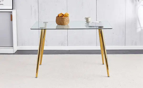 Modern Minimalist Glass Dining Table for 4-6 | 51"x31" Kitchen/Dining/Living Room Table - Minihomy