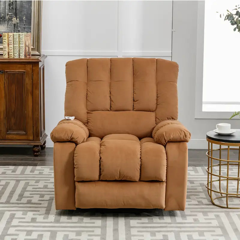 Power Lift Recliner Chair with Heat & Vibration - Massage Chair, Light Brown