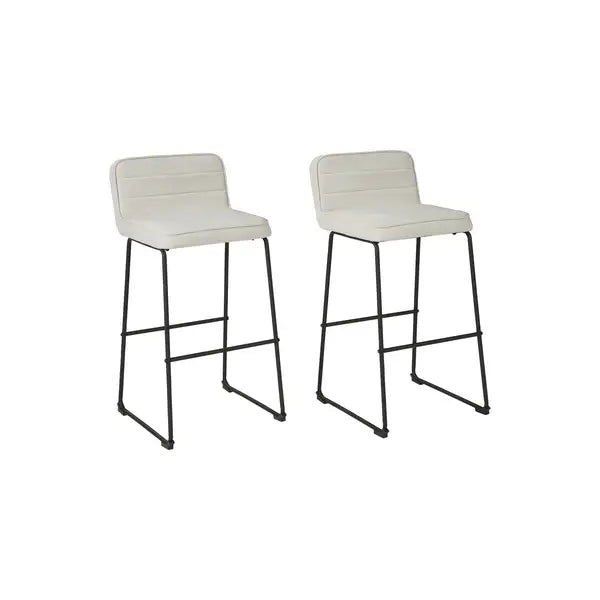 Gray Channel Stitched Barstools with Sled Base (Set of 2) - Minihomy