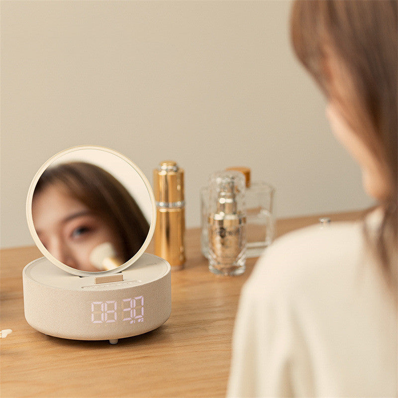 Mirror Wireless Charger Alarm Clock Bluetooth Speaker LED Night Light Smart Digital Clock Loudspeaker For Phone Charger