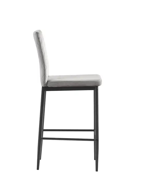 Modern Velvet Bar Stools with Metal Legs, Light Gray, 2-Piece Set - Minihomy