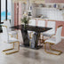 Modern Dining Table Set with Black Marble Glass Top & PU Chairs - Minihomy