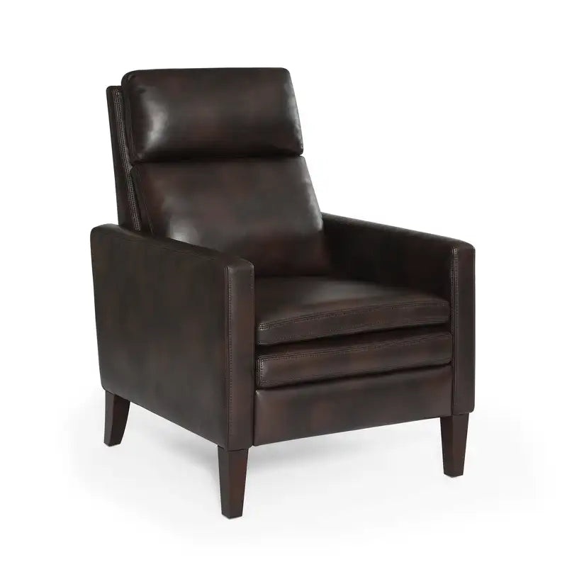 Vaughn Brown Faux Leather Push-Back Recliner