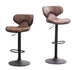 Masaccio Brown Swivel Barstools with Chrome Base - Set of 2 - Adjustable Airlift - Minihomy