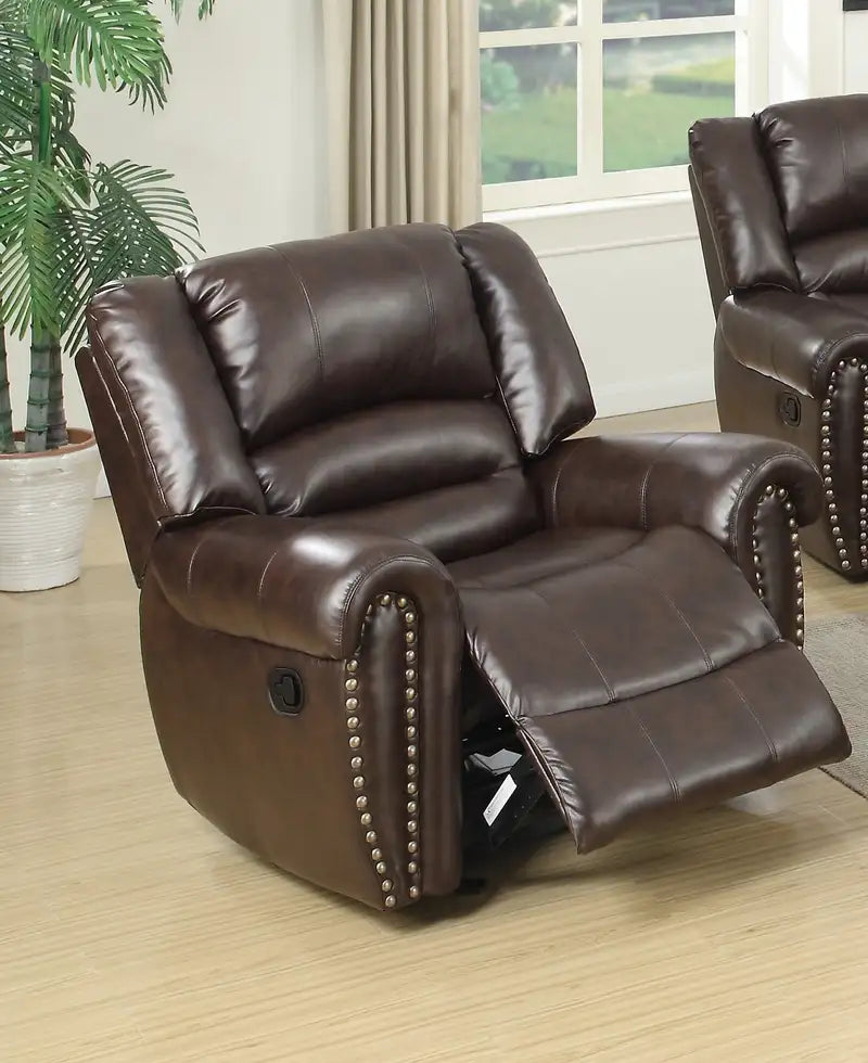 Modern Dark Brown Bonded Leather Recliner Glider Chair