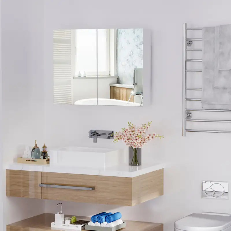 Wall Mounted Bathroom Mirror Cabinet with Storage - 31.5" x 23.5"