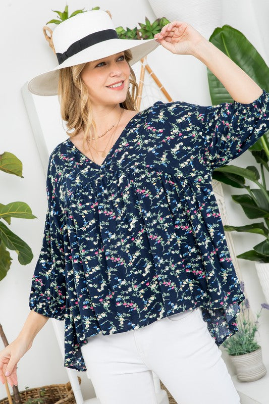 Dizzy Floral Peasant Blouse - Women's Casual Bohemian Top