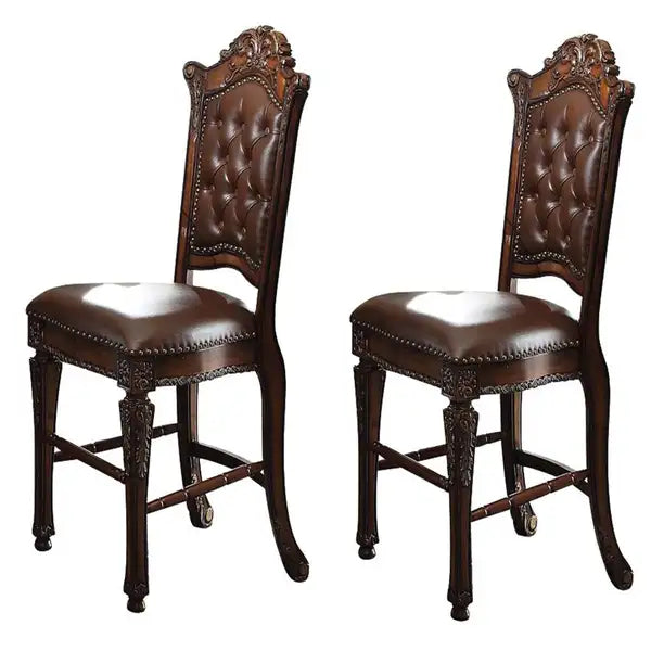 Cherry Counter Height Stools - Nailhead Trim (Set of 2)