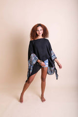 Geometric Embroidered Sleeve Kimono Jacket for Women - Stylish Boho Cover-Up