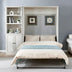 Full Size Murphy Bed with Storage | Space-Saving Bed for Guest Room, Home Office, Rustic White - Minihomy