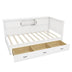 L-Shaped Twin Bed Frame with Drawer, Bookcase, LED Lights & USB Port - White - Minihomy