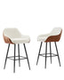 26" Mid-Century Leather Bar Stools Set of 2 - Counter Height Accent Chairs for Kitchen & Dining Room - Minihomy