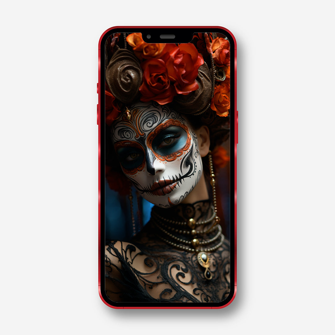 Eternal Elegance - Baroque Sugar Skull Phone Wallpaper