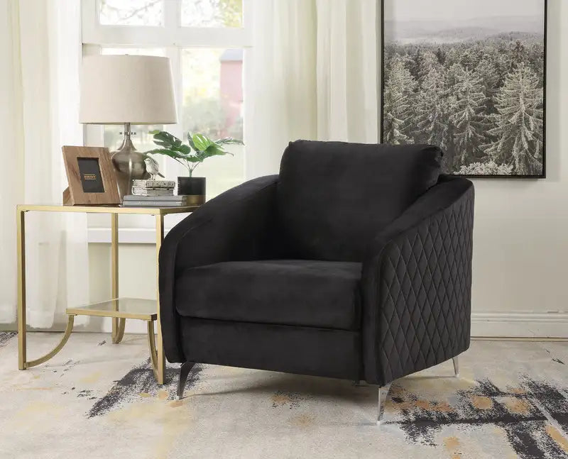 Sofia Black Velvet Accent Chair - Modern Chic Armchair (36")