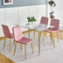 Modern Pink Dining Chairs Set of 4, Light Luxury Home Bedroom Stool with Gold Metal Legs - Minihomy