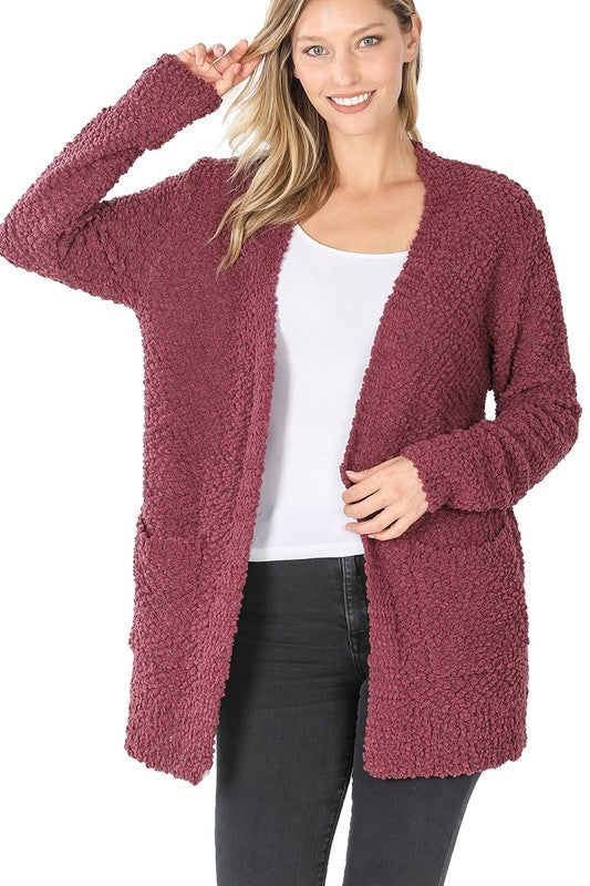 Long Sleeve Popcorn Sweater Cardigan with Pockets: Your Stylish Snuggle Buddy