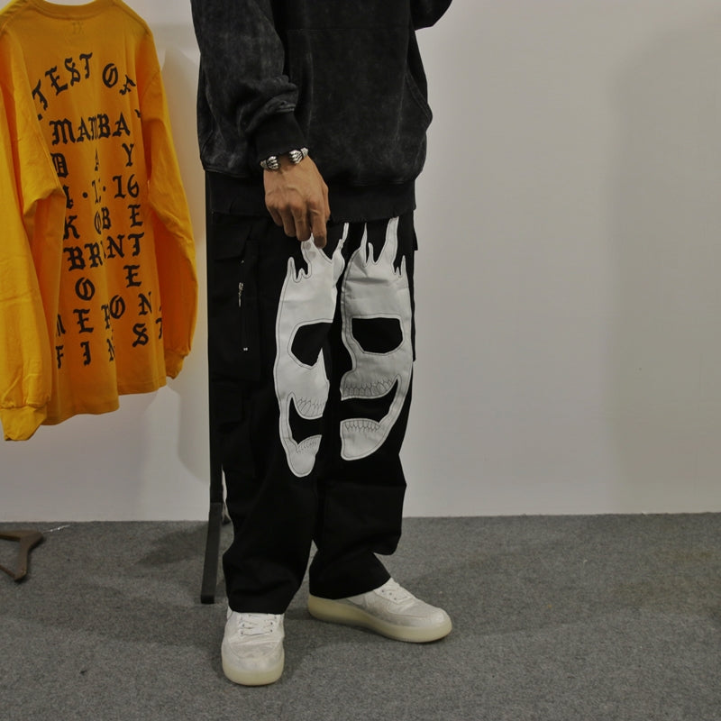 Patch Panel Skull Cargo Pants