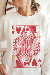 Champagne Queen of Hearts Graphic Sweatshirt - Stylish Women's Pullover