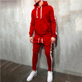 Men's hooded striped sweater suit