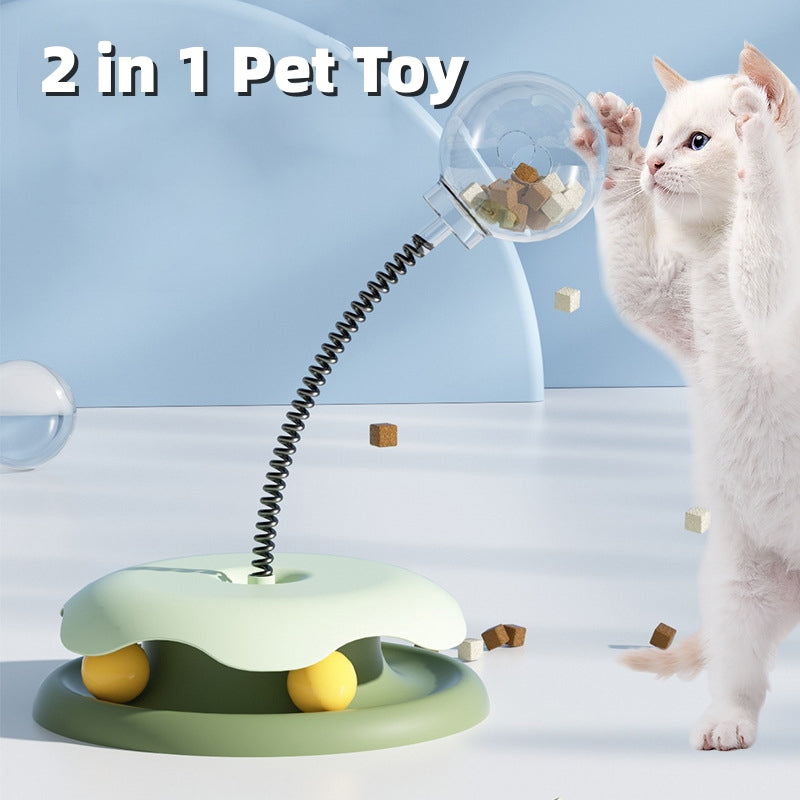Interactive Leakage Food 2-in-1 Turntable Ball Toy for Cats - Funny Training Toy